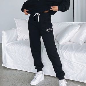 White Fox “Its About That Time” black sweatpants in size small